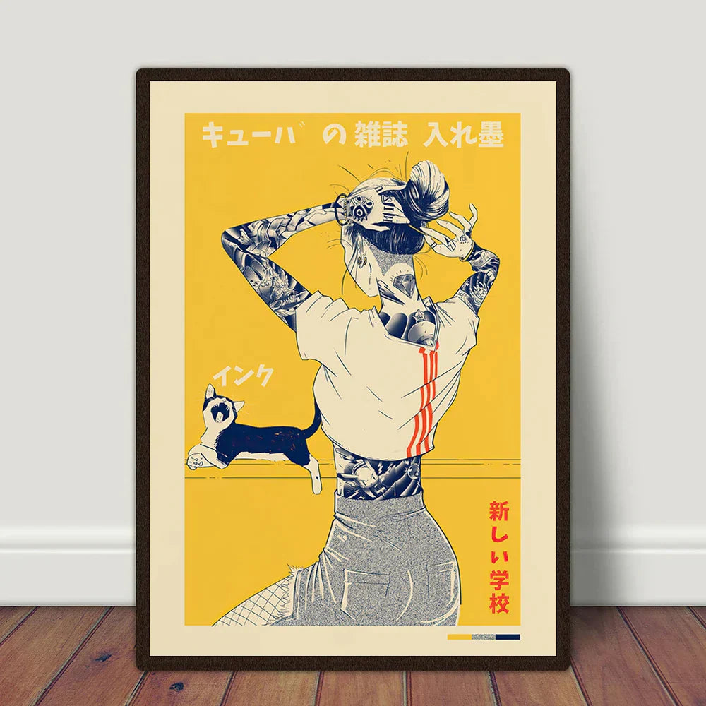 Japanese Vintage Cat Poster