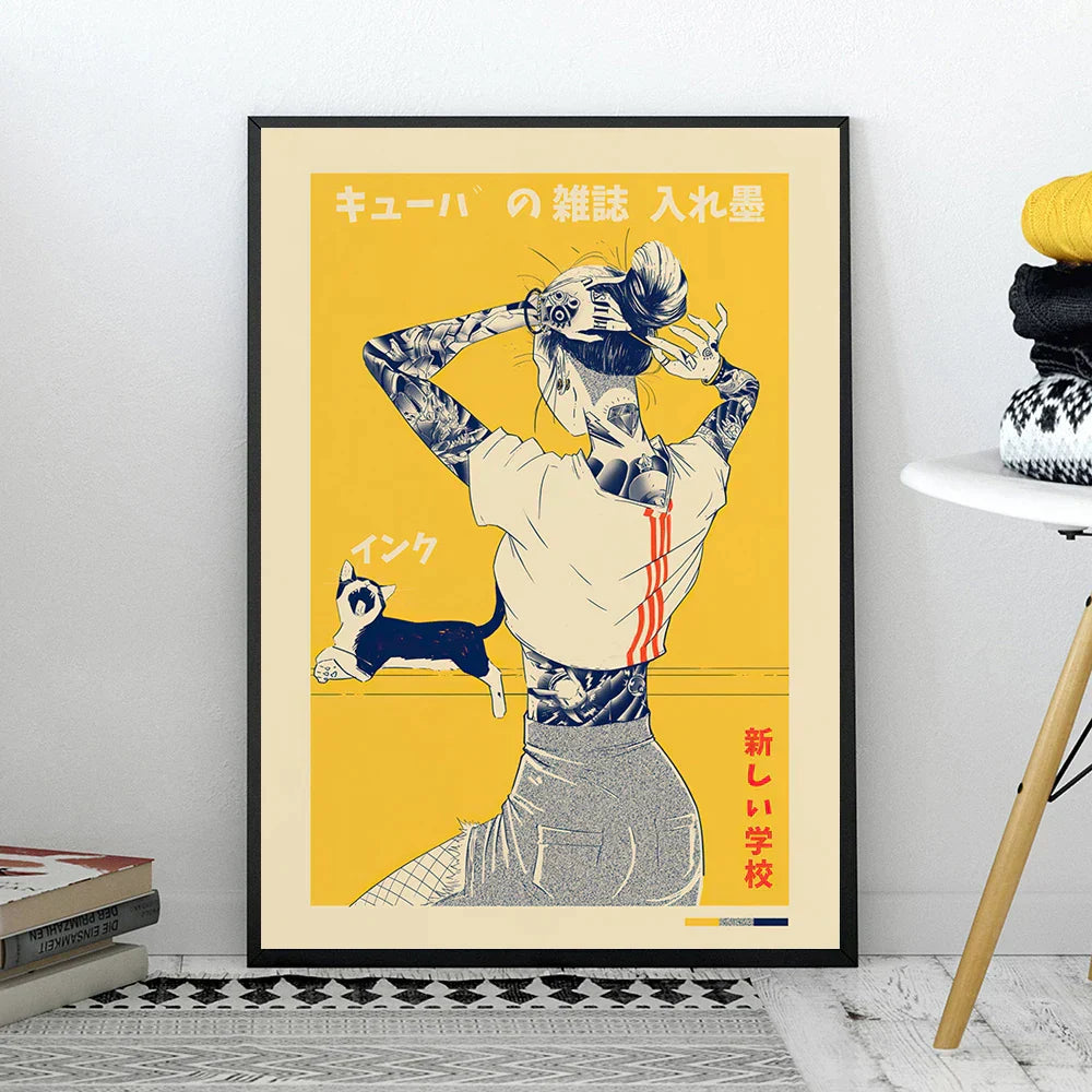 Japanese Vintage Cat Poster