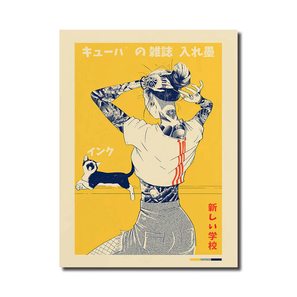 Japanese Vintage Cat Poster
