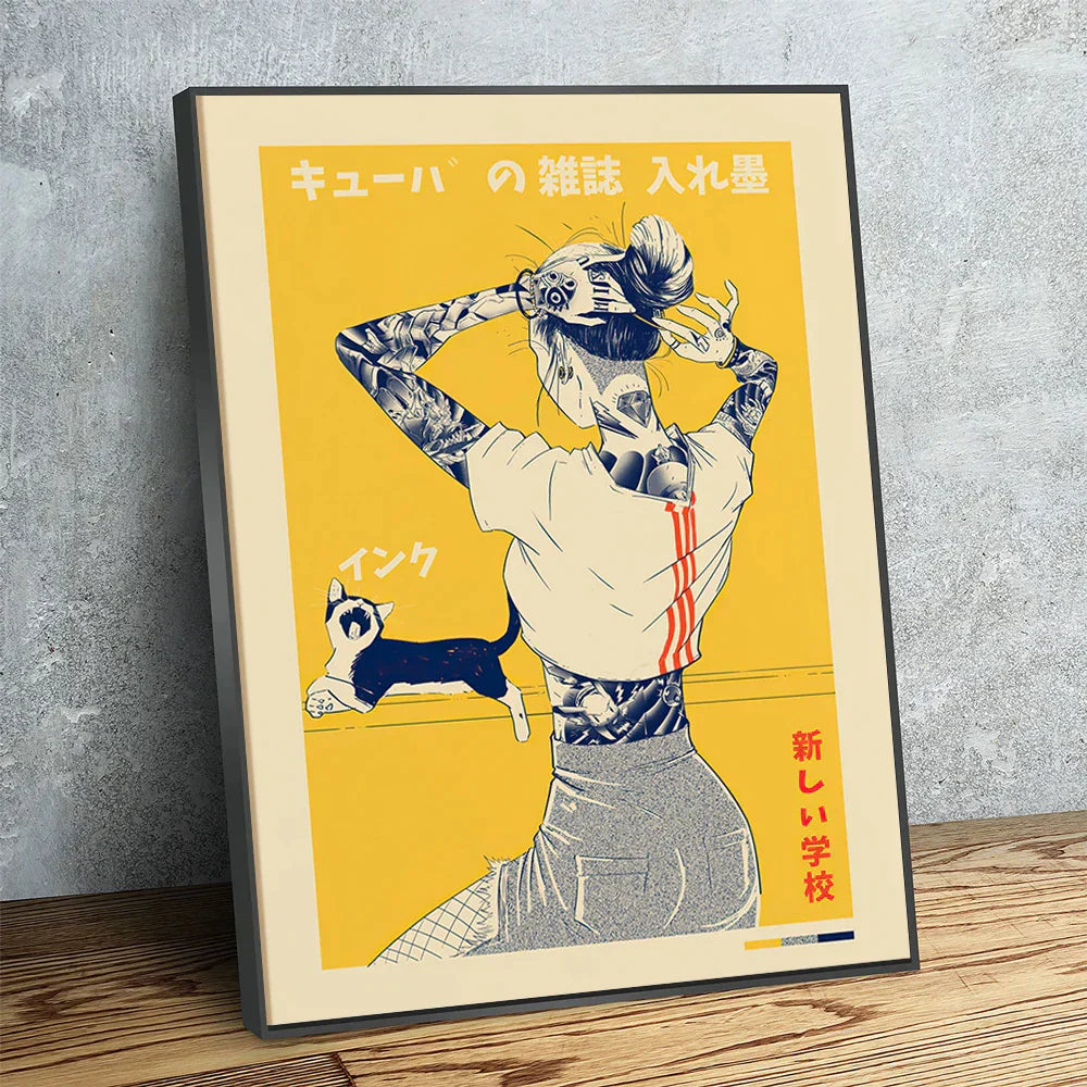 Japanese Vintage Cat Poster