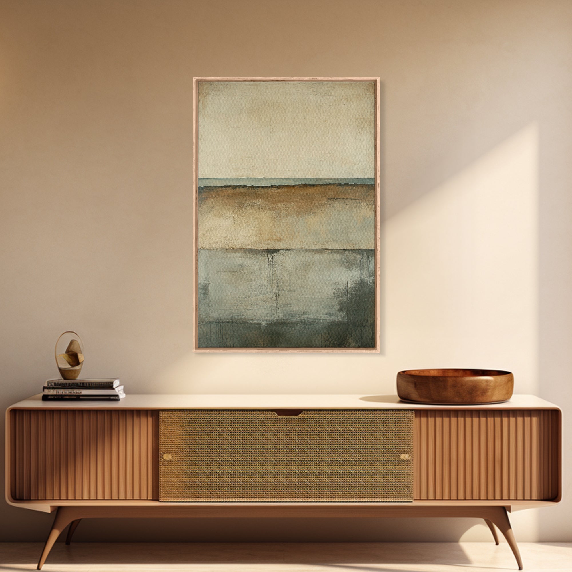 Neutral Abstract Framed Canvas Print