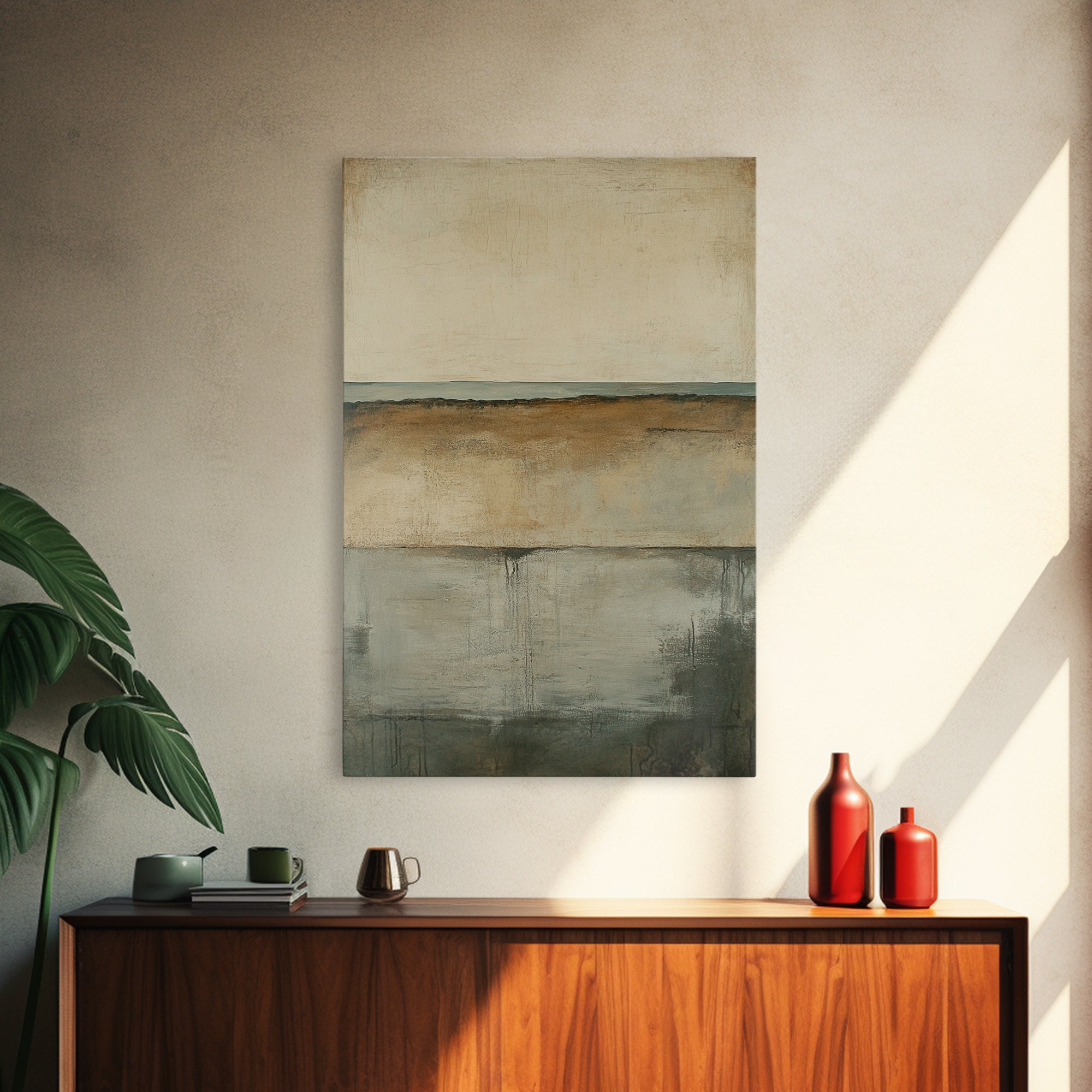 Neutral Abstract Framed Canvas Print