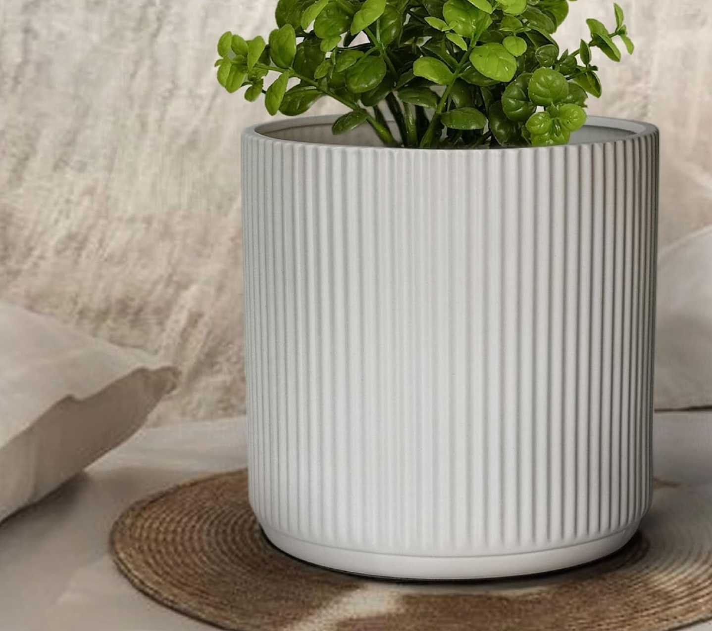 Fluted Ceramic Round Planter - Perfect for Indoor and Outdoor Décor