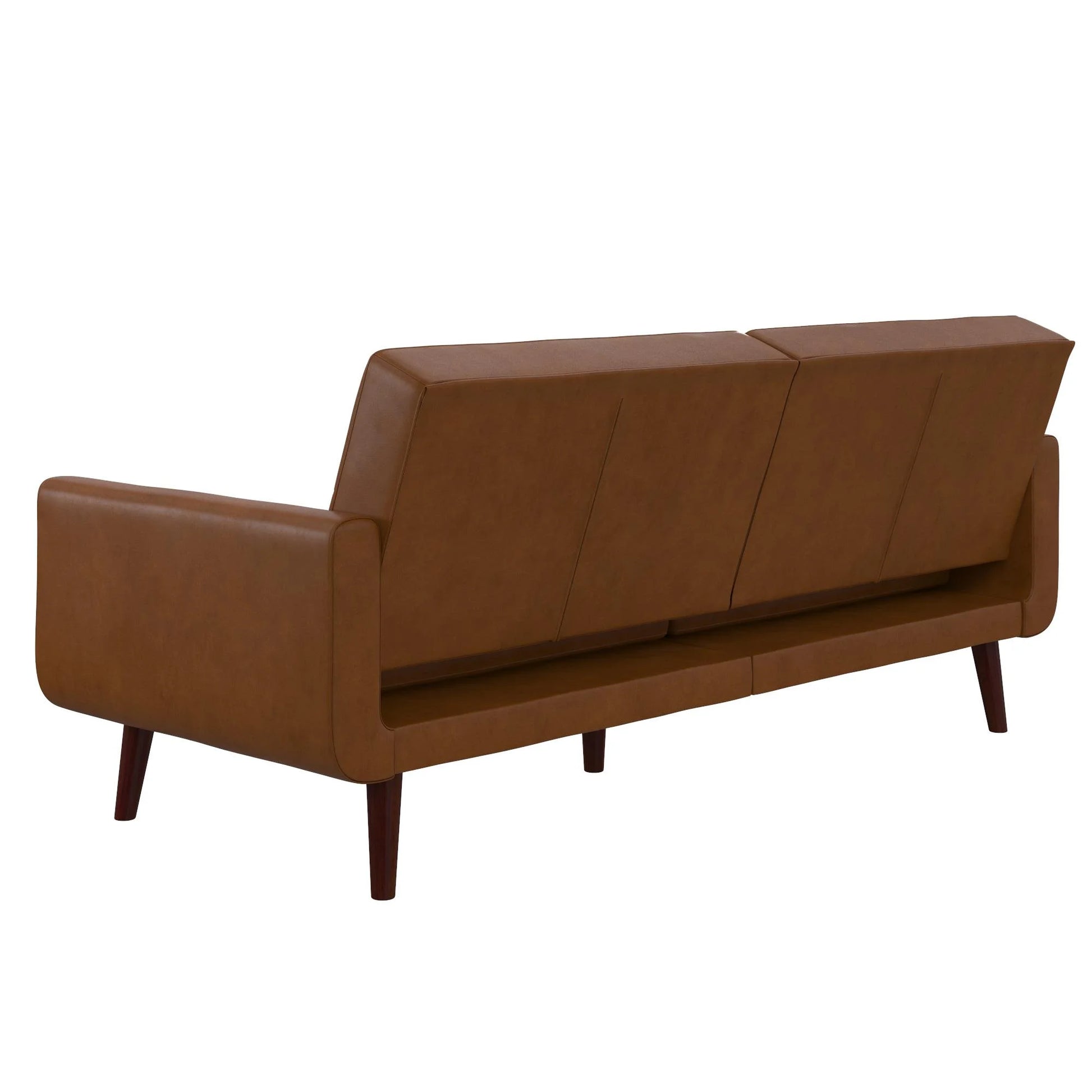 Nola Modern Futon, Camel Faux Leather