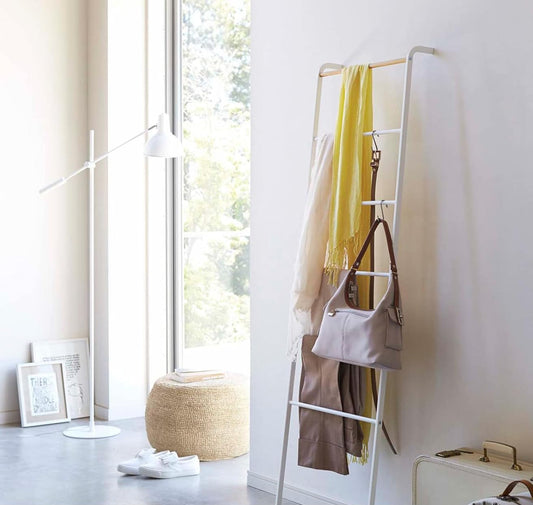 Home Leaning Ladder Rack, Space Saving Steel One Size White