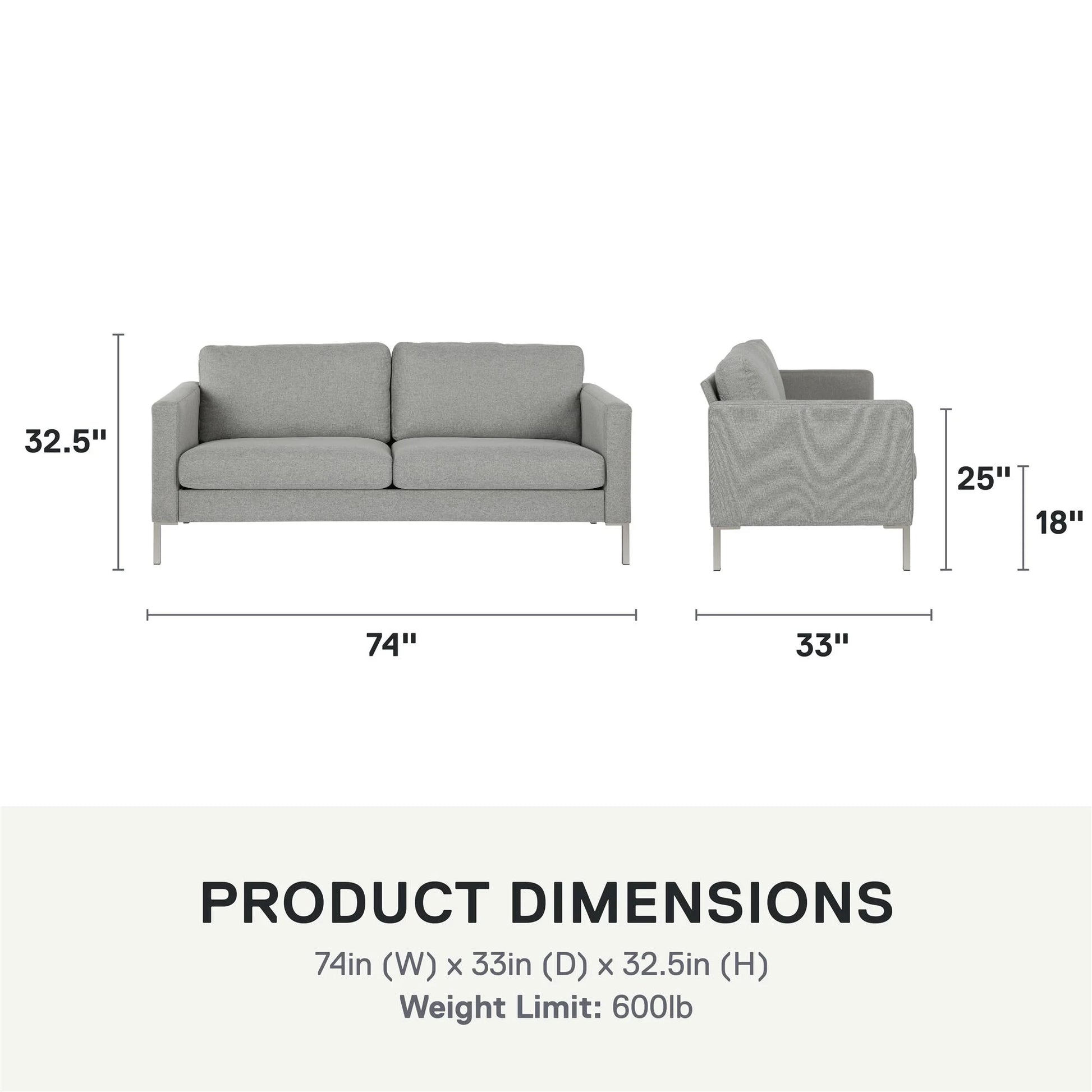 Lexington Sofa, Gray Linen