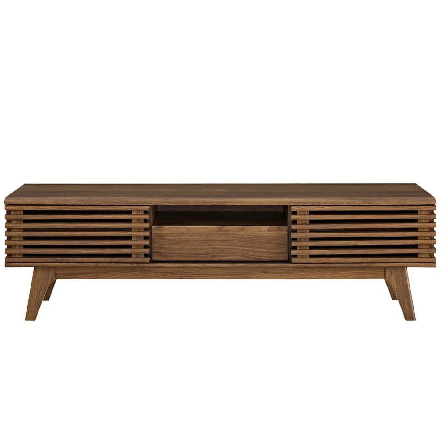 Render 59" Modern Style Particleboard Wood TV Stand in Walnut