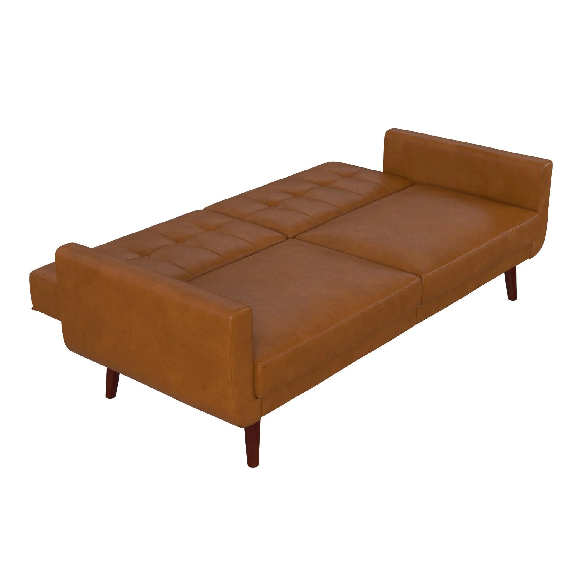 Nola Modern Futon, Camel Faux Leather
