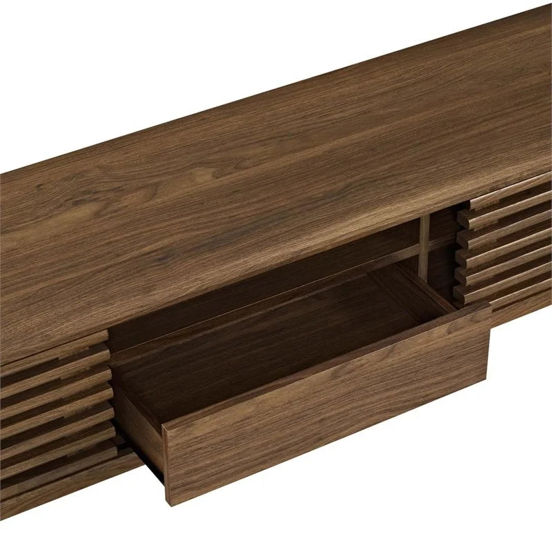 Render 59" Modern Style Particleboard Wood TV Stand in Walnut