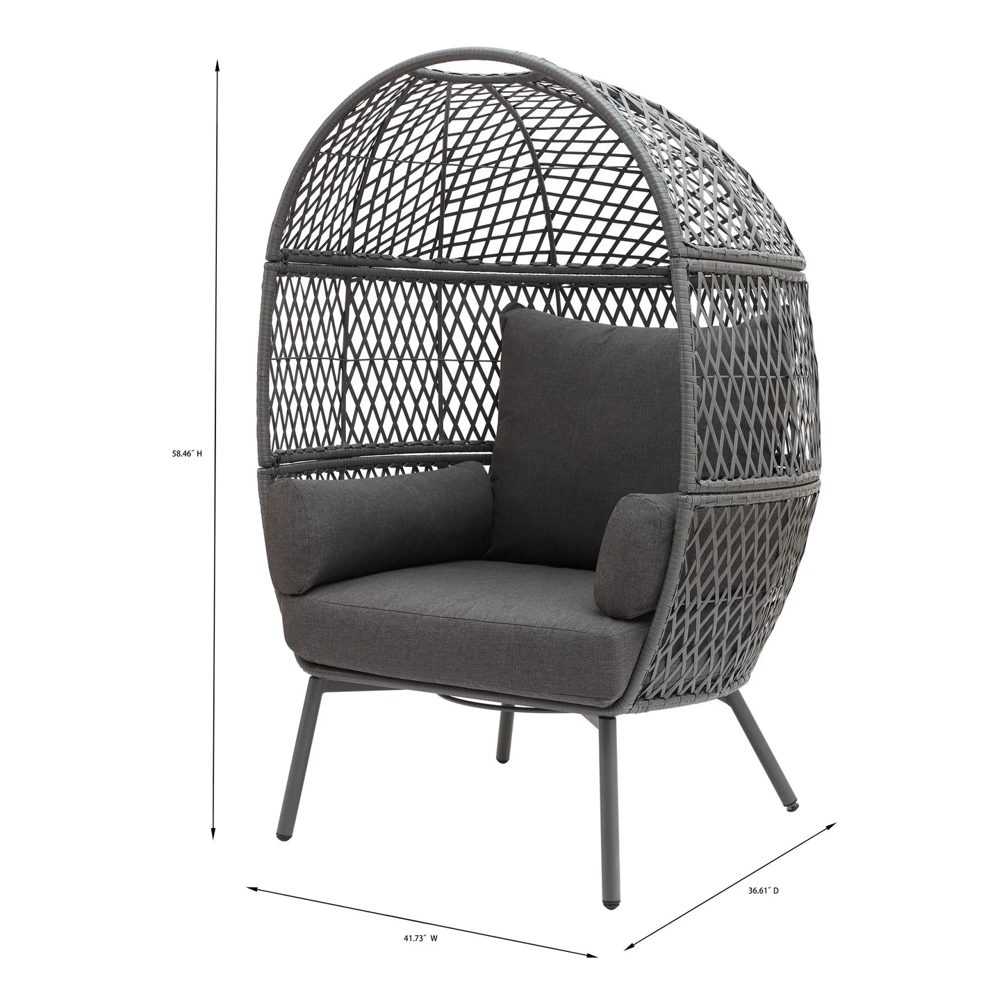 Better Homes & Garden Ventura Steel Stationary Outdoor Wicker Egg Chair, Gray