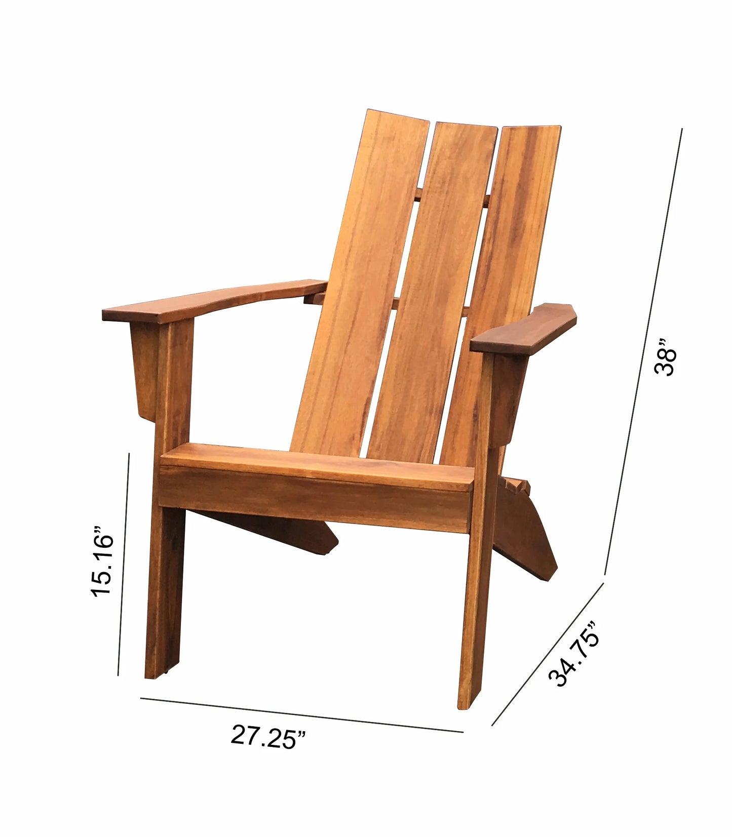 Wood Outdoor Modern Adirondack Chair, Natural Color