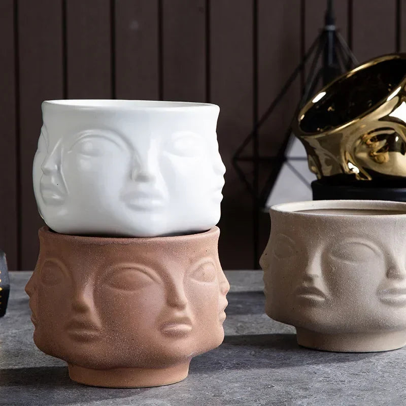 Handmade Ceramic Face Vase