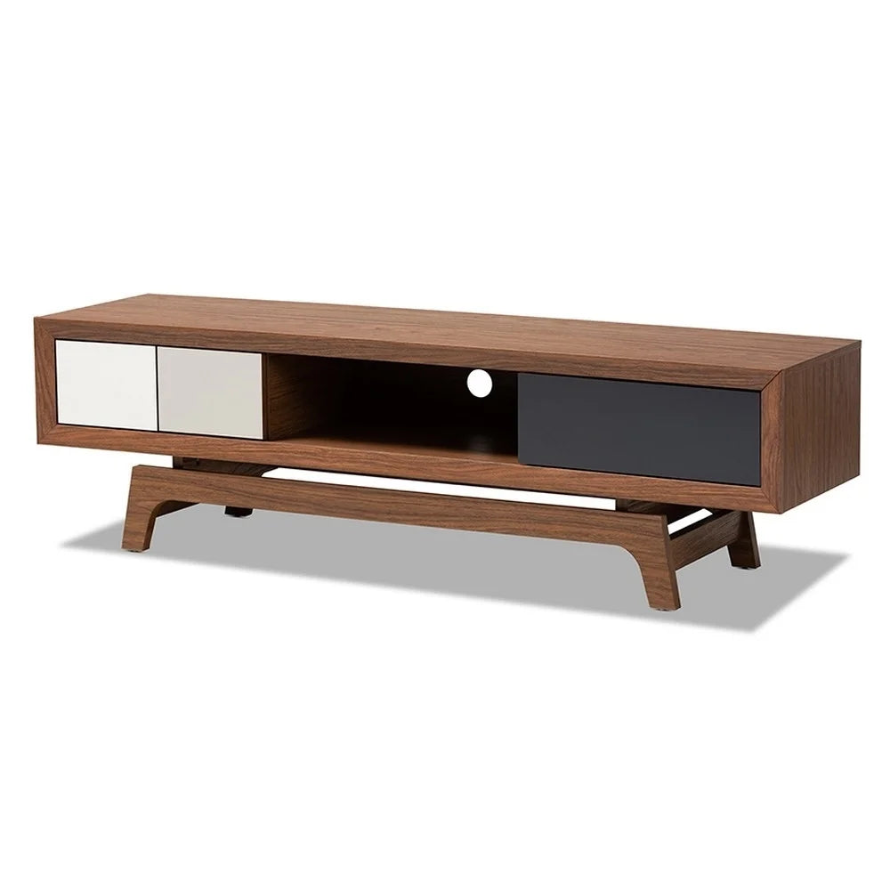 Svante Mid-Century 3-Drawer Wood TV Stand in Brown