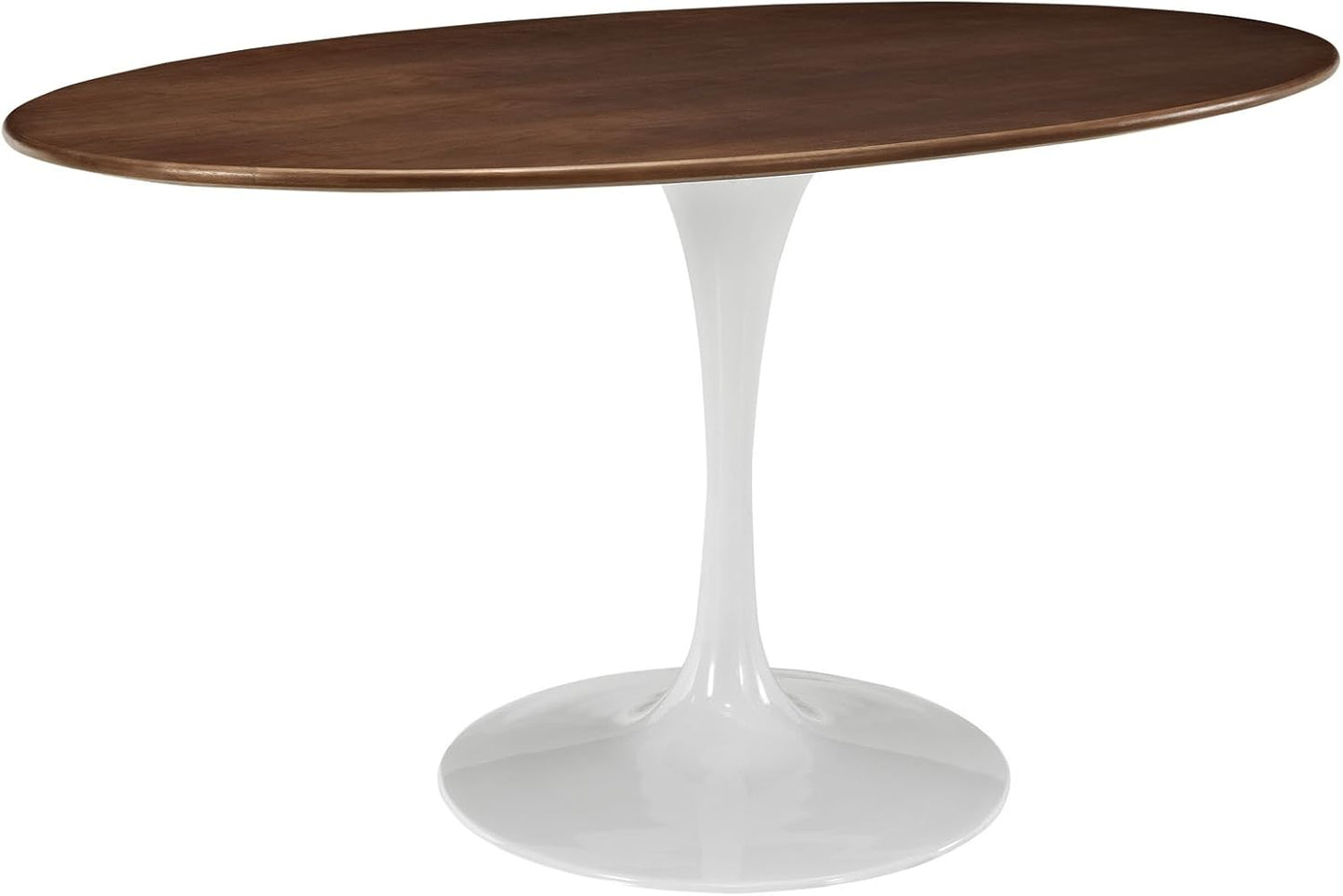 Lippa 60" Mid-Century Modern Dining Table with Oval Top in Walnut