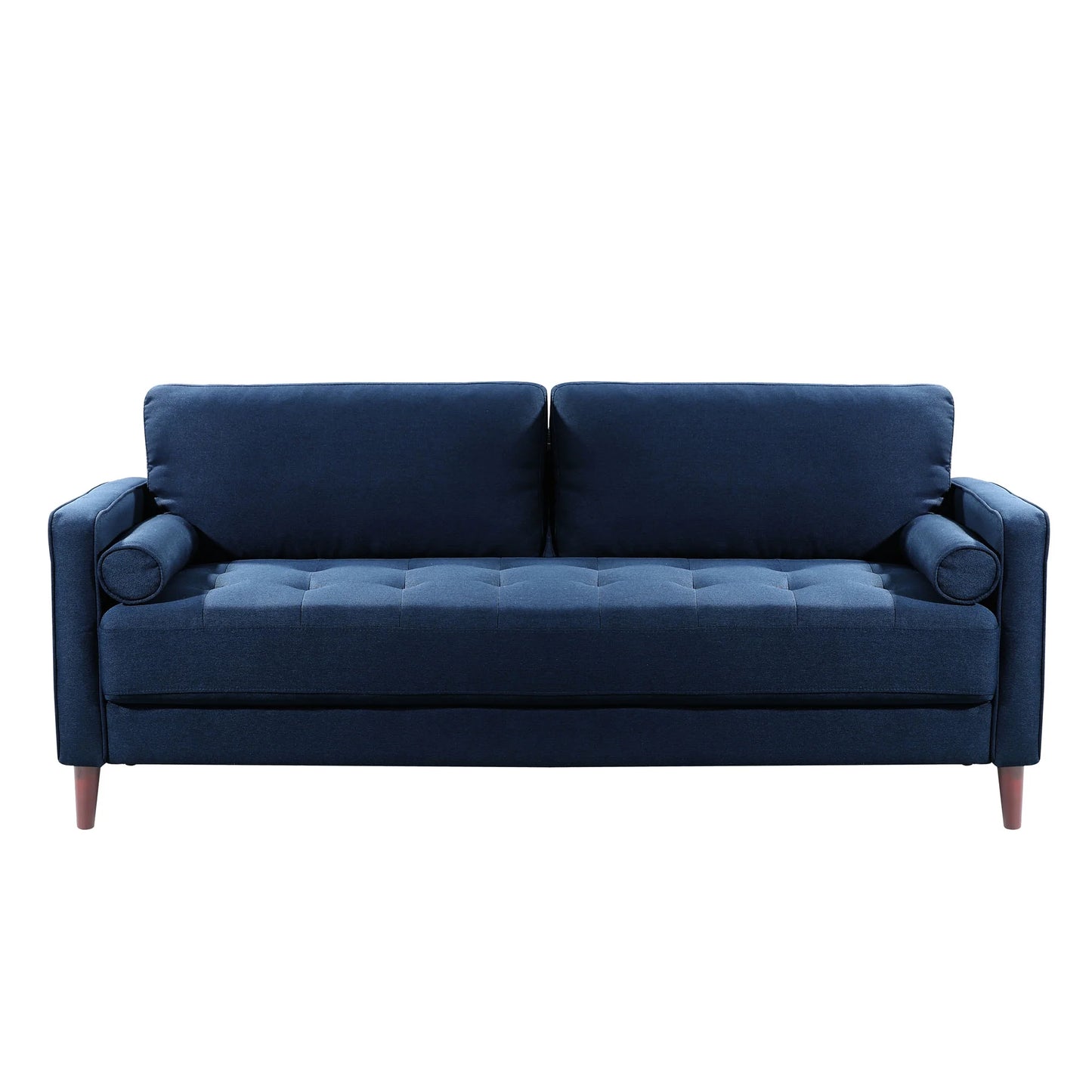 Lorelei Mid-Century Modern Cushion Back Upholstered Sofa, Navy