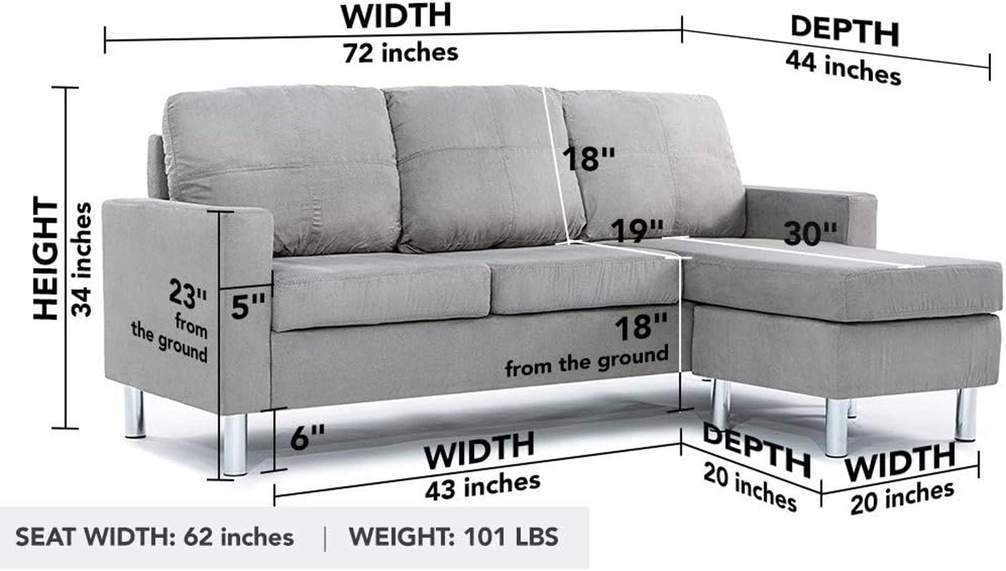 Small Space Modern Sectional Sofa, Gray