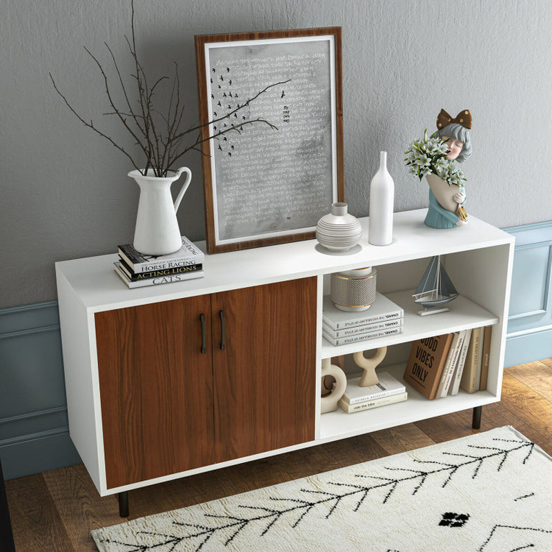 Modern Buffet Sideboard with 2 Doors and Open Compartments