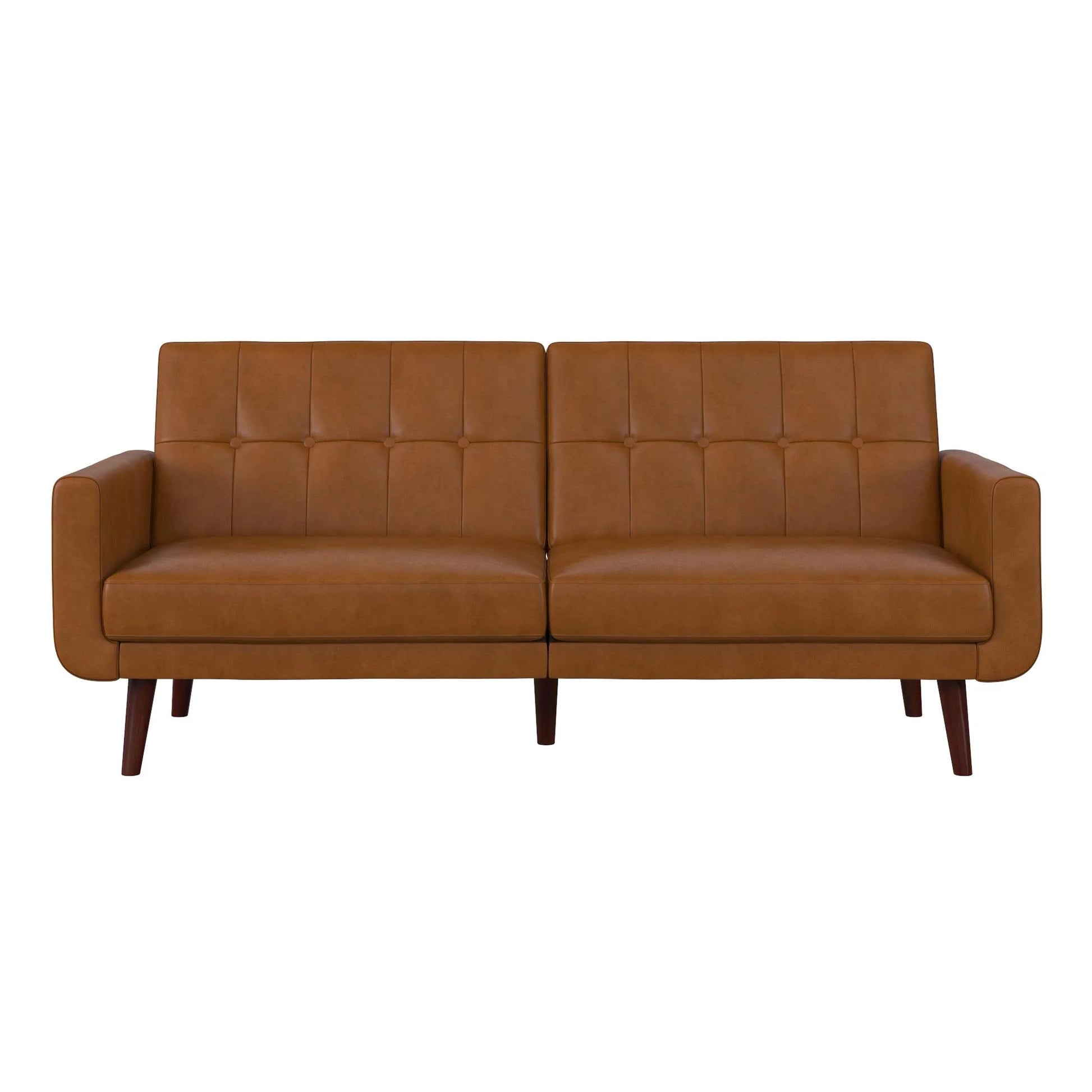 Nola Modern Futon, Camel Faux Leather
