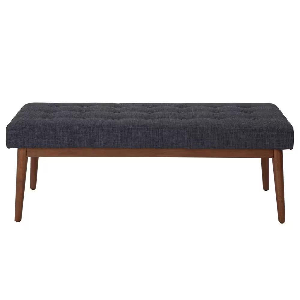West Park Navy Fabric with Coffeeed Legs Bench