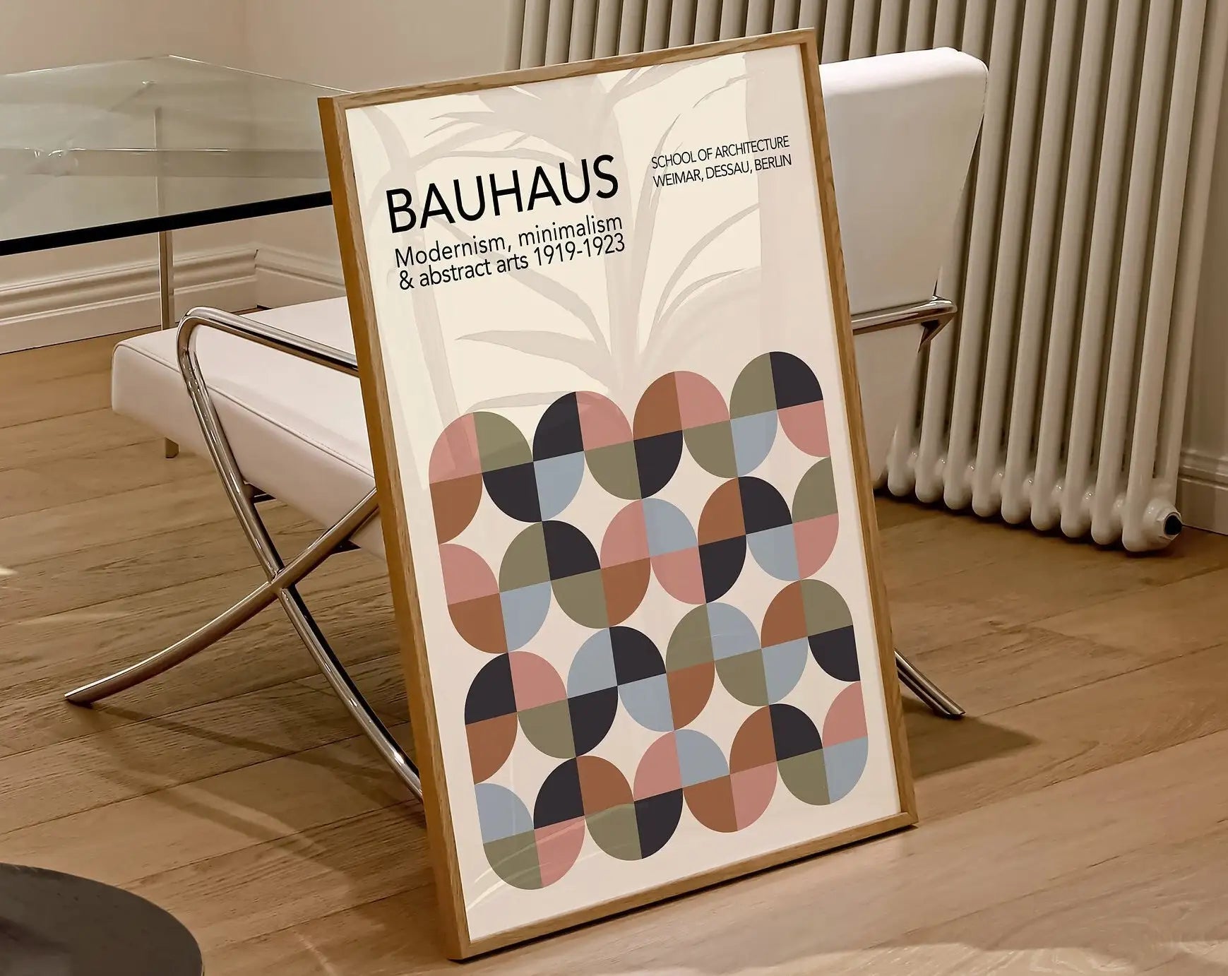 Geometric Bauhaus Canvas Poster -  Mid Century Modern