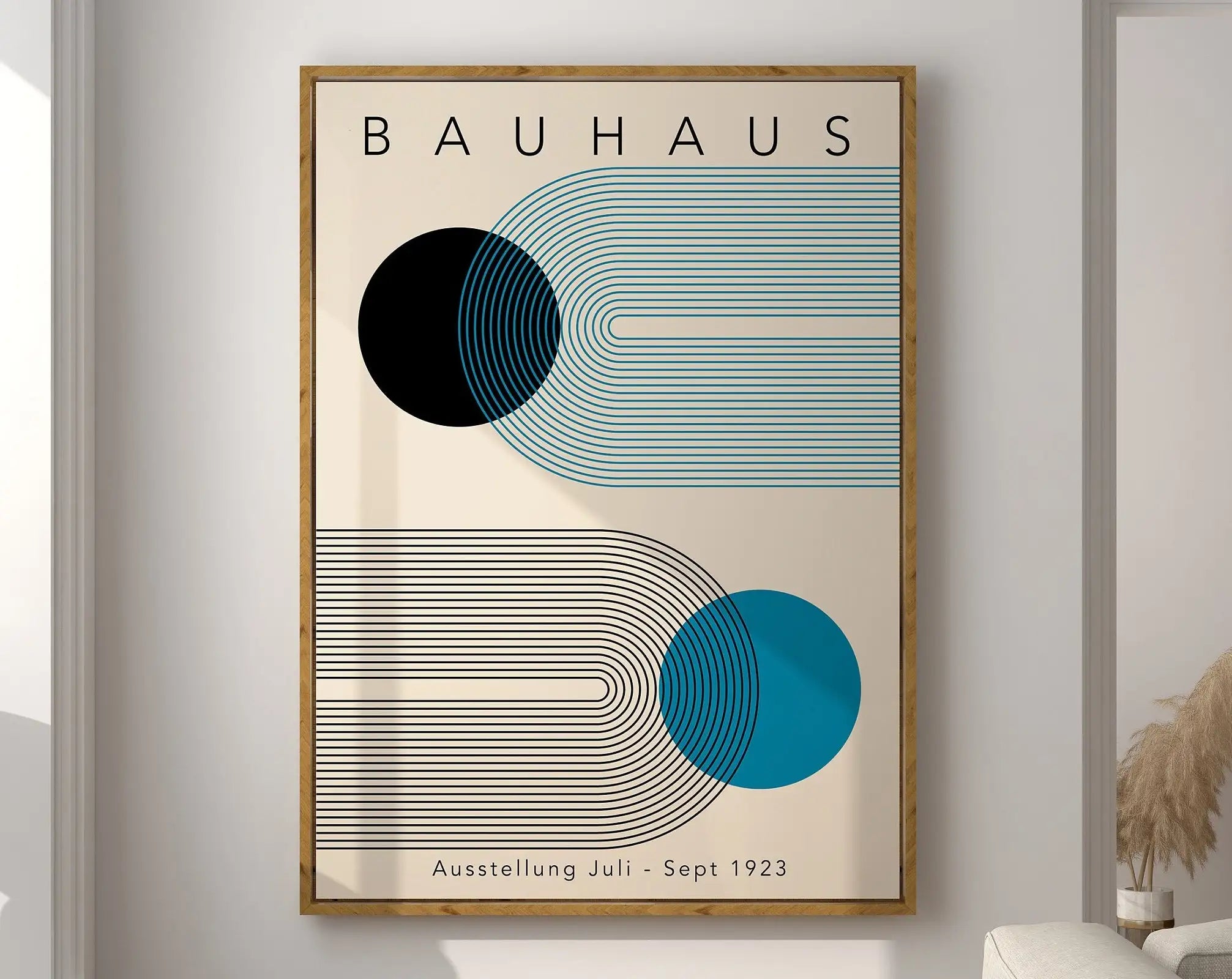 Geometric Bauhaus Canvas Poster -  Mid Century Modern