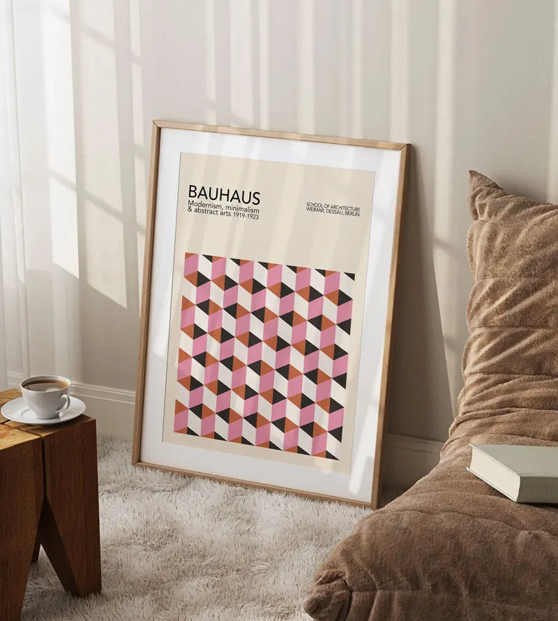 Geometric Bauhaus Canvas Poster -  Mid Century Modern