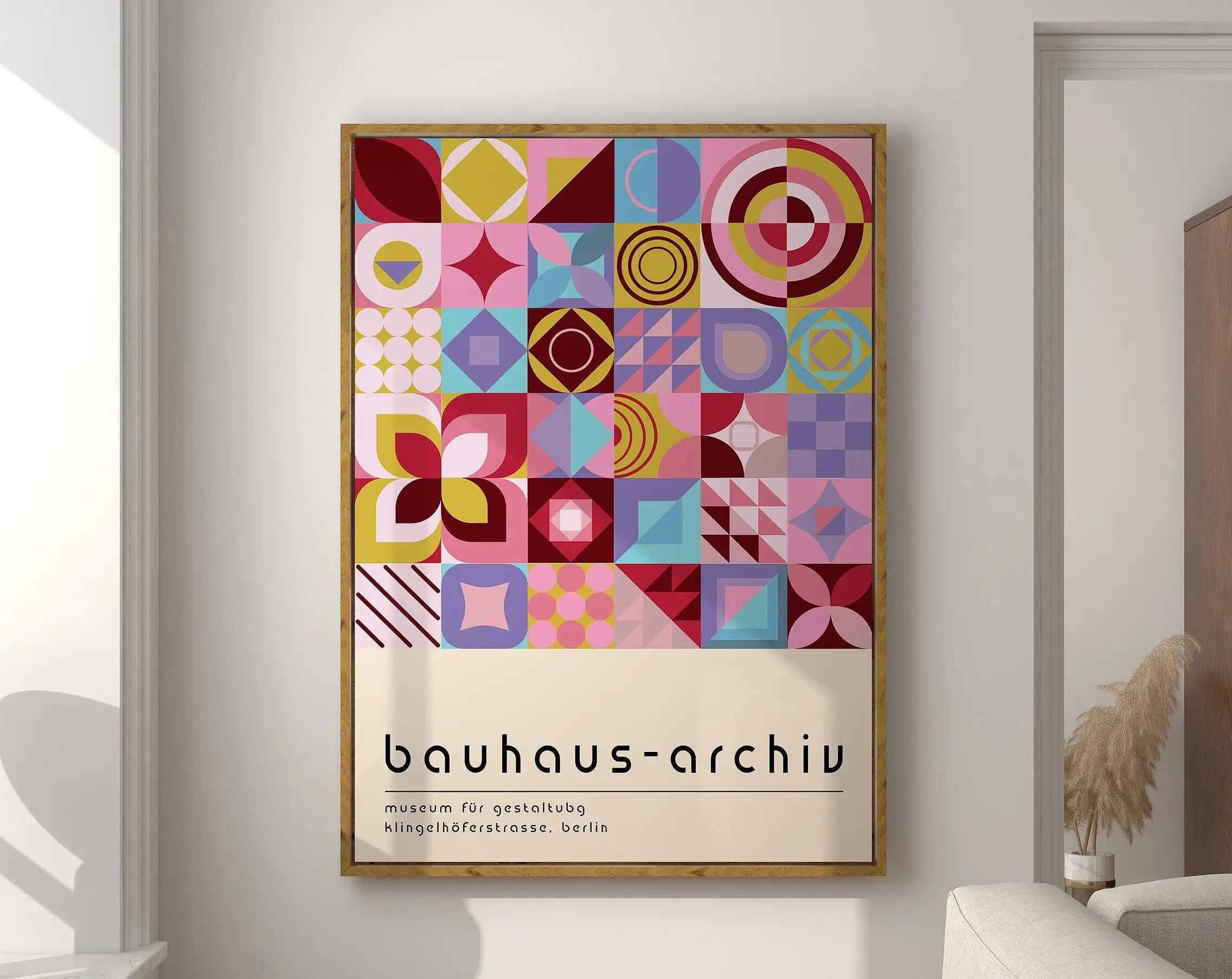 Geometric Bauhaus Canvas Poster - Retro Mid-Century Wall Art