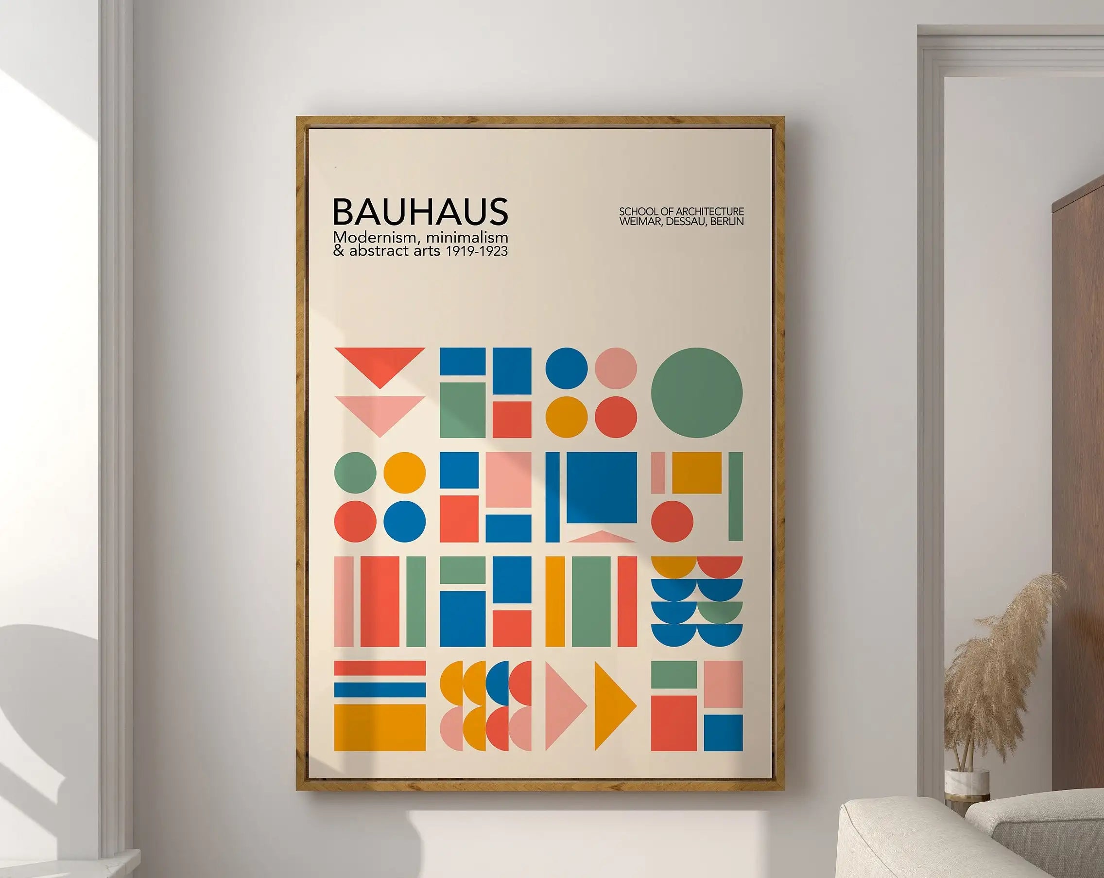 Geometric Bauhaus Canvas Poster - Retro Mid-Century Wall Art