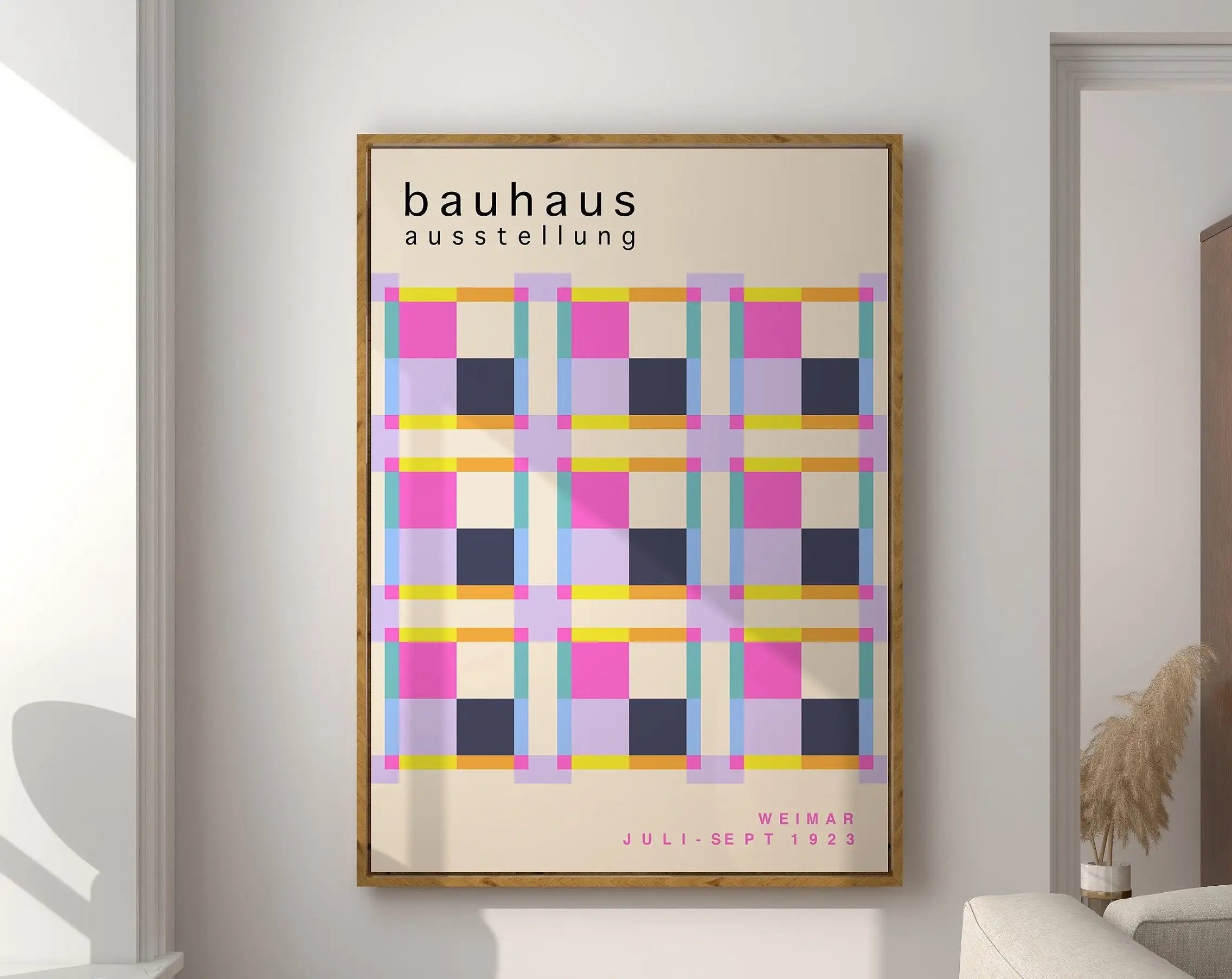 Geometric Bauhaus Canvas Poster - Retro Mid-Century Wall Art