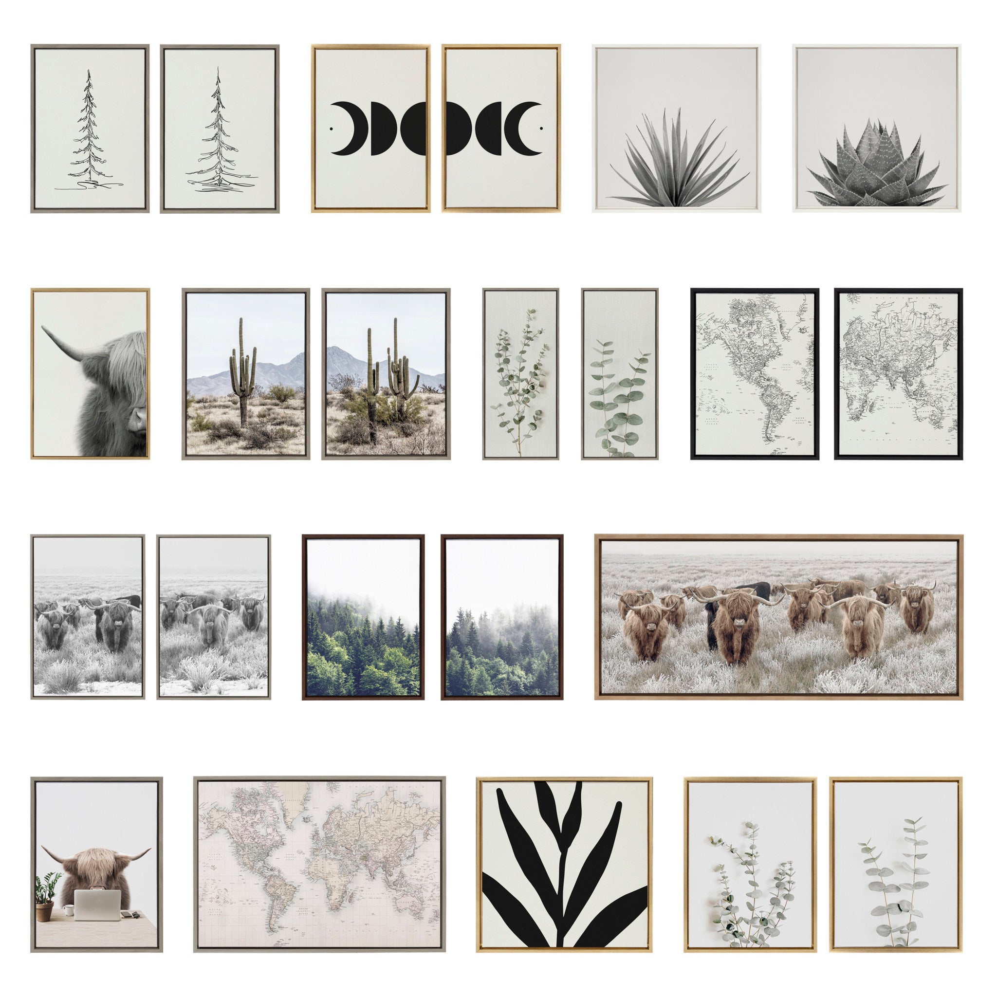 Sylvie Bold Graphic 1 and 2 Framed Canvas by The Creative Bunch Studio
