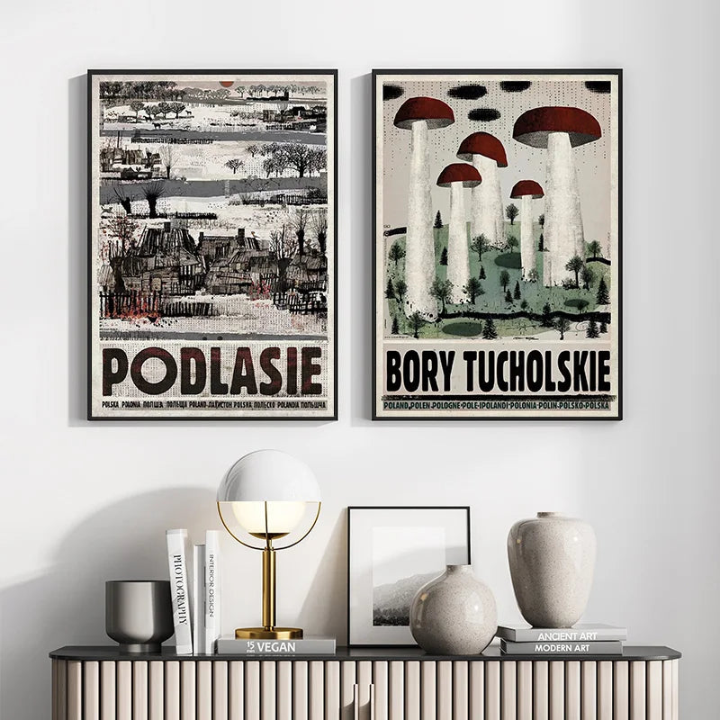 Vintage Poland City Posters Wall Art