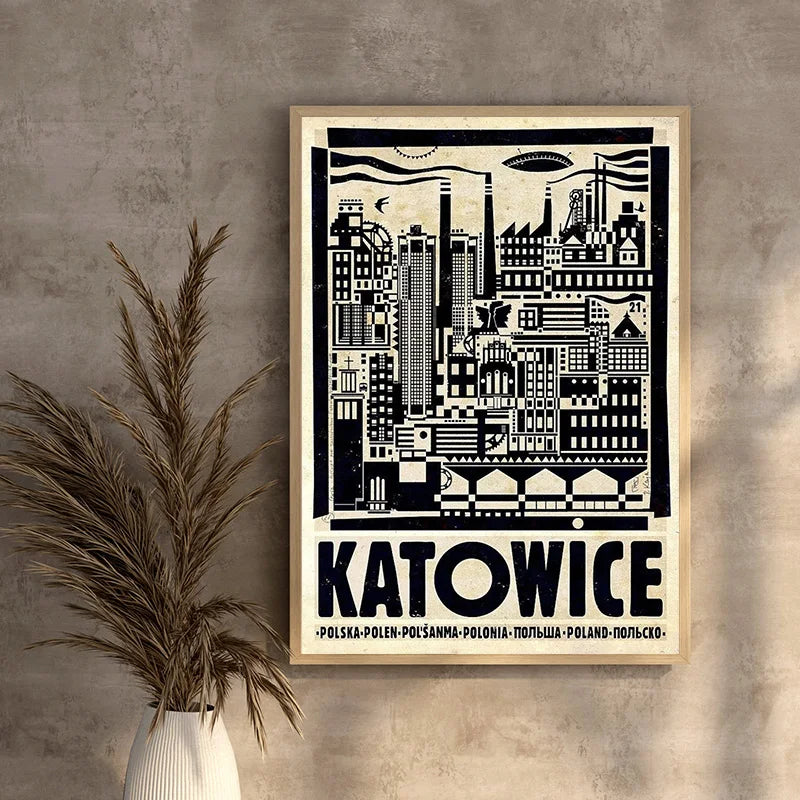 Vintage Poland City Posters Wall Art